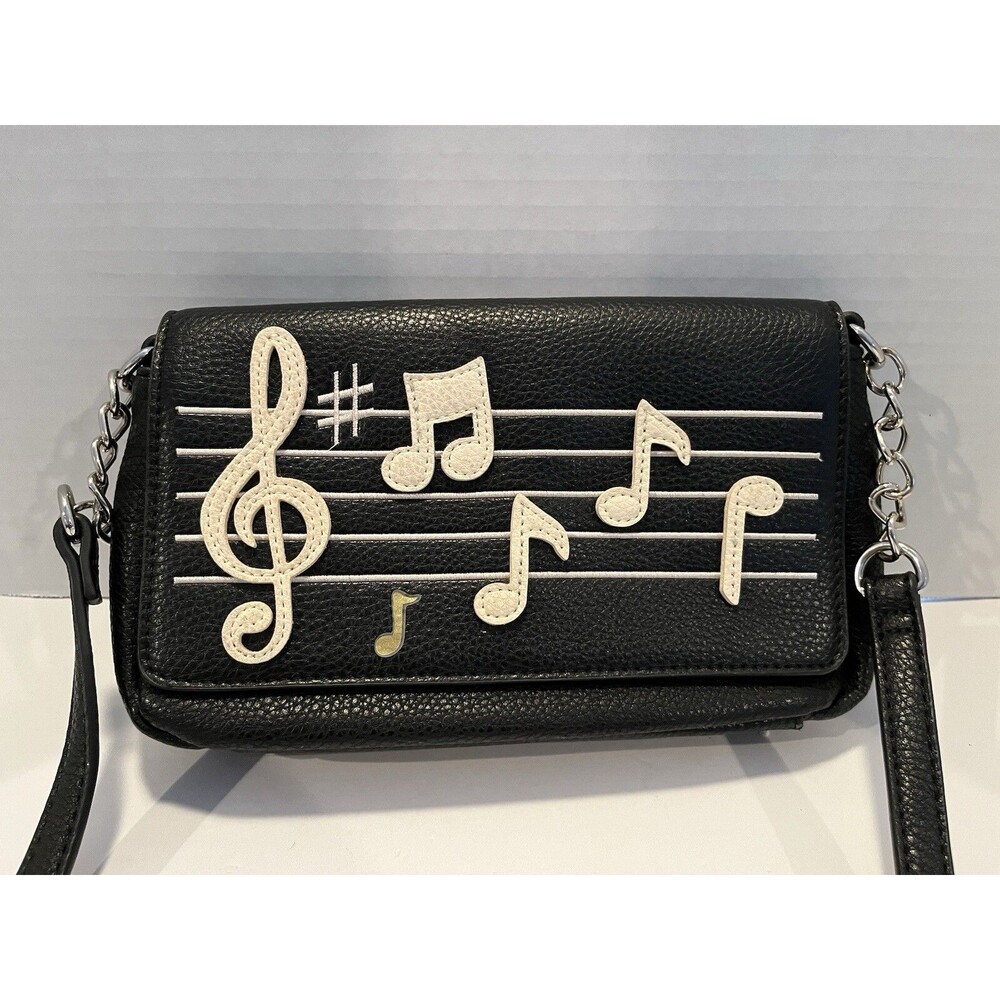 Charming Charlie Music Note Black Small Crossbody Purse - Picture 2 of 11